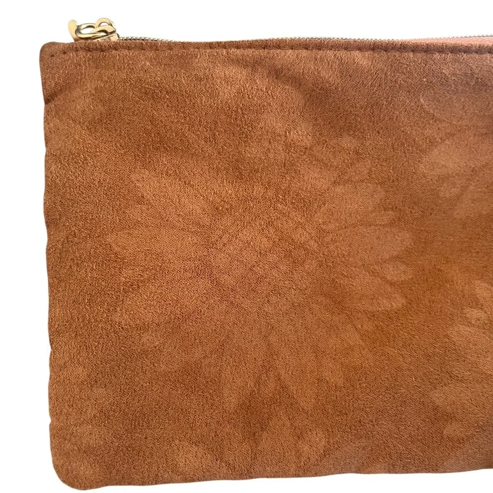 New Ipsy suede floral makeup bag March 2026 full zipper gold star pull